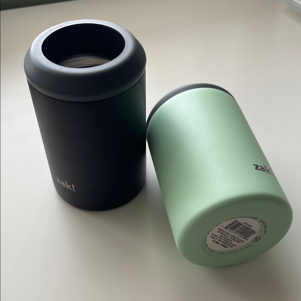 Zak Insulated Stainless Steel Can Coolers Black Mint Green Set of 2 His and Hers - Picture 6 of 6